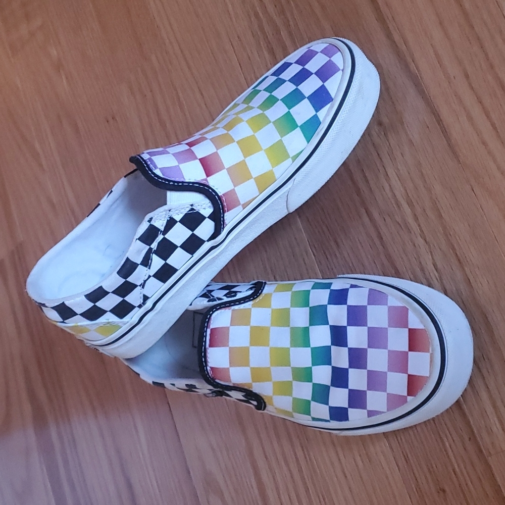 Rainbow checker vans